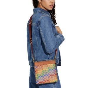 Coach Pride Kitt Messenger Crossbody Bag Rainbow Signature Canvas/Leather NWT
